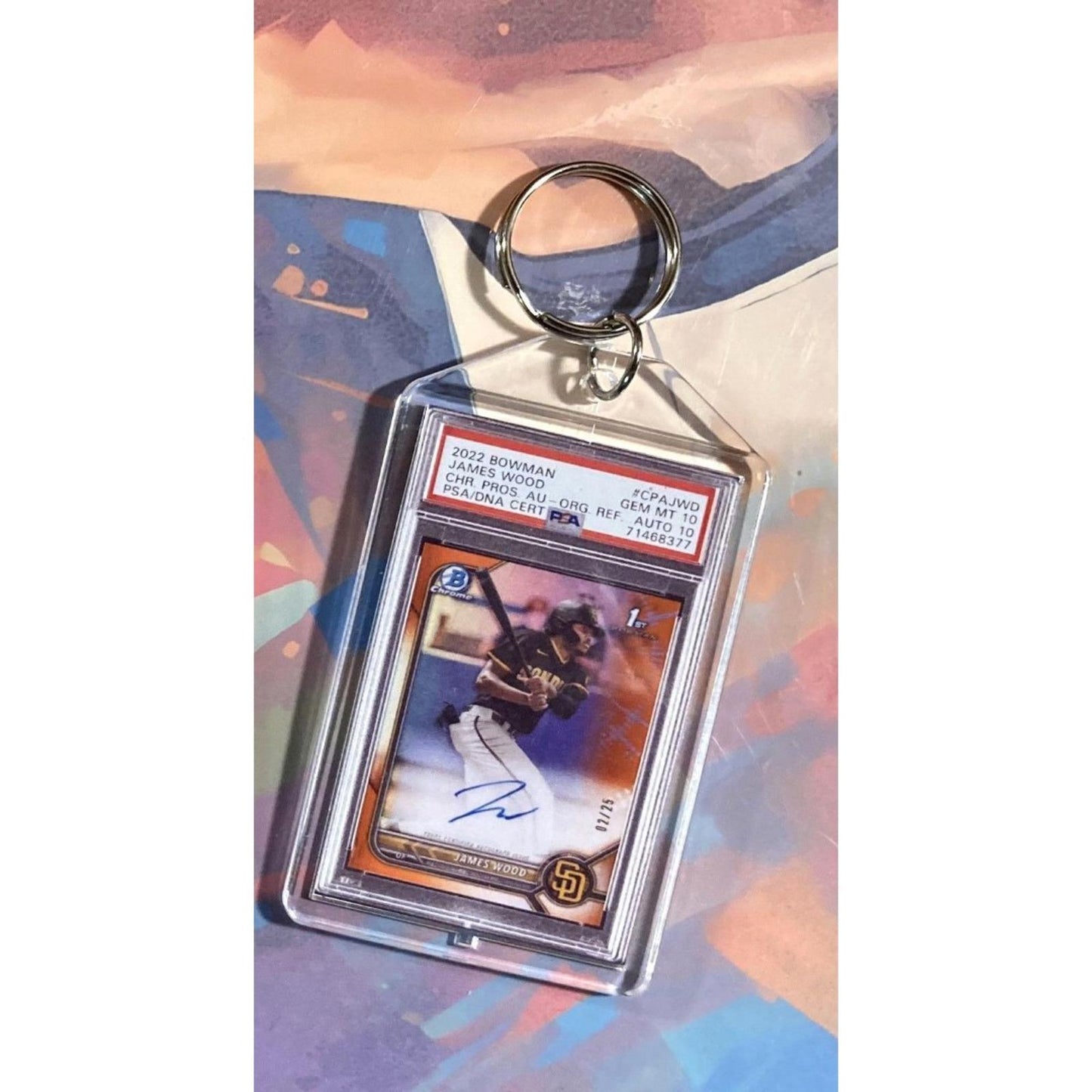 0168 James Wood 2022 Bowman Chrome Orange Auto Custom Keychain