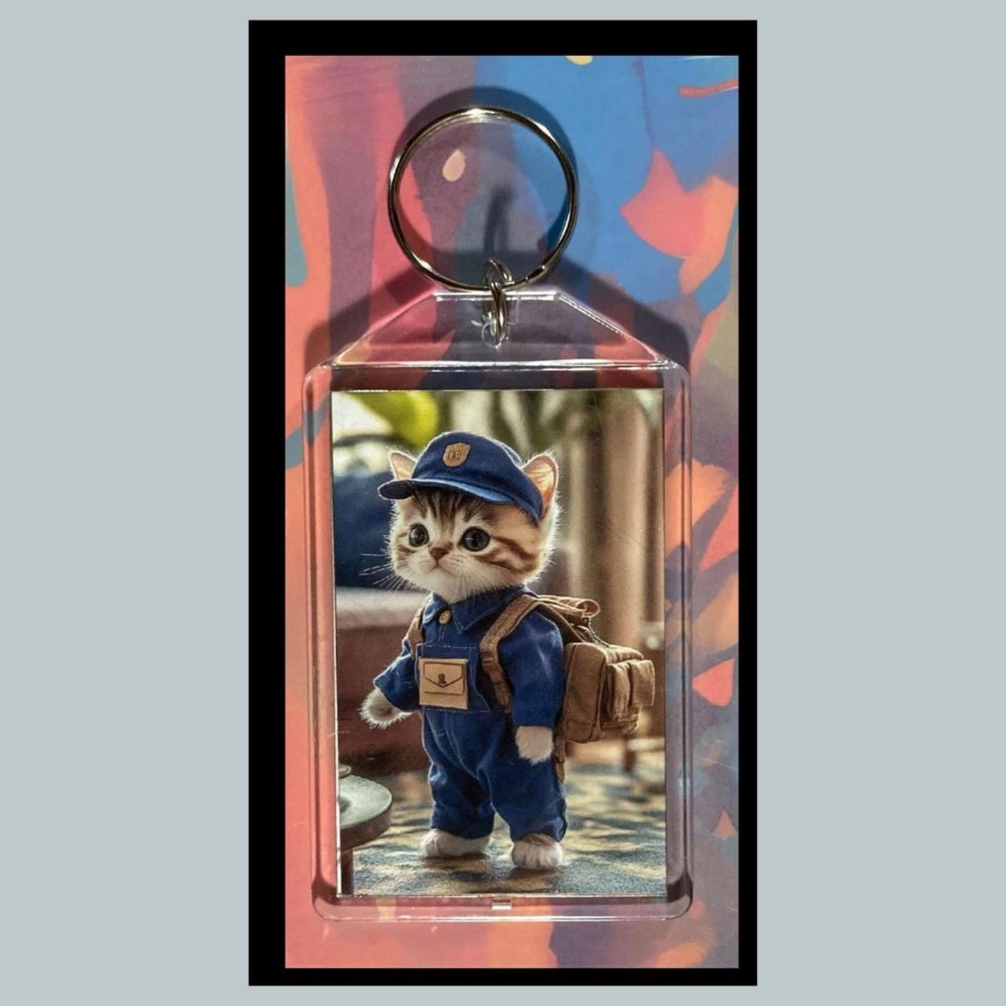0337 Kitty Mailman Custom Hand Made Keychain - Makes A Great Gift