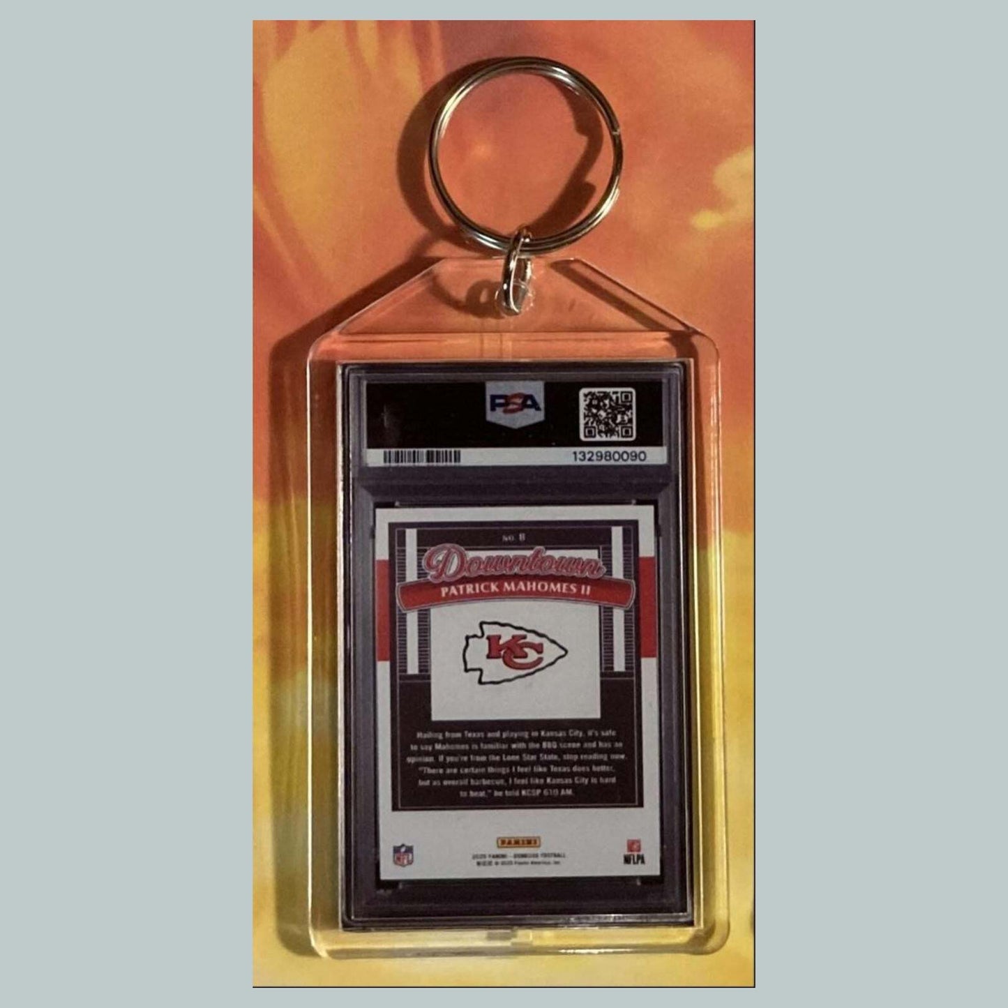 3601 Patrick Mahomes 2025 Panini Donruss Downtown Custom Keychain FBL
