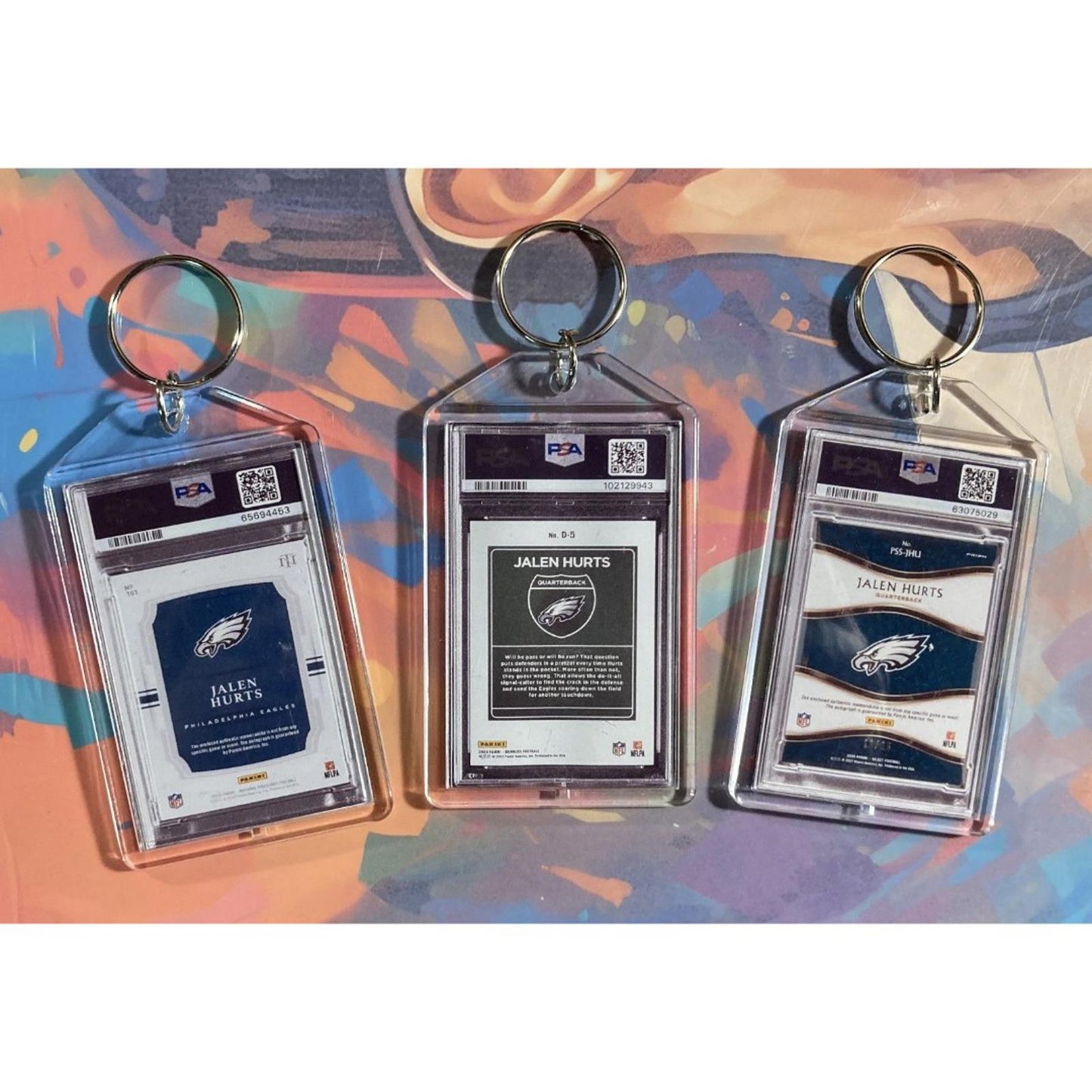 0204B Jalen Hurts  JH 3 Pack Bundle - 3 Different Custom Novelty Keychains -Gift