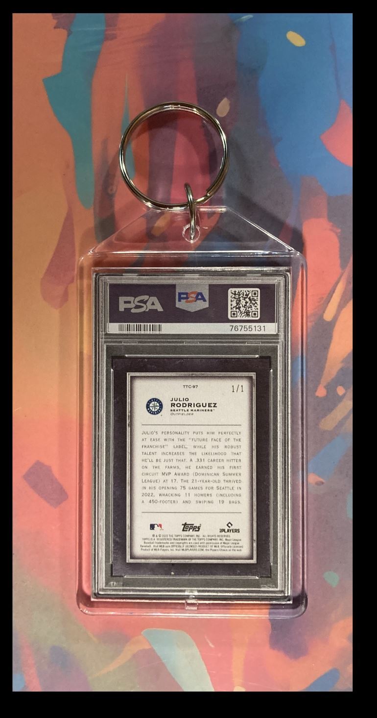 3057 Julio Rodriguez 2022 Topps Transcendent Coll SuperFractor Keychain BBL KYC