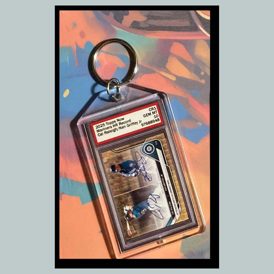 3516 Cal Raleigh-Ken Griffey Jr HR Record 2025 Topps Now Custom Made Keychain BBL KYC