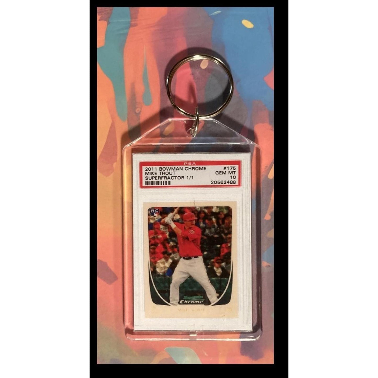 0035 Mike Trout 2011 Bowman Chrome SuperFractor Custom Novelty Keychain- Gift