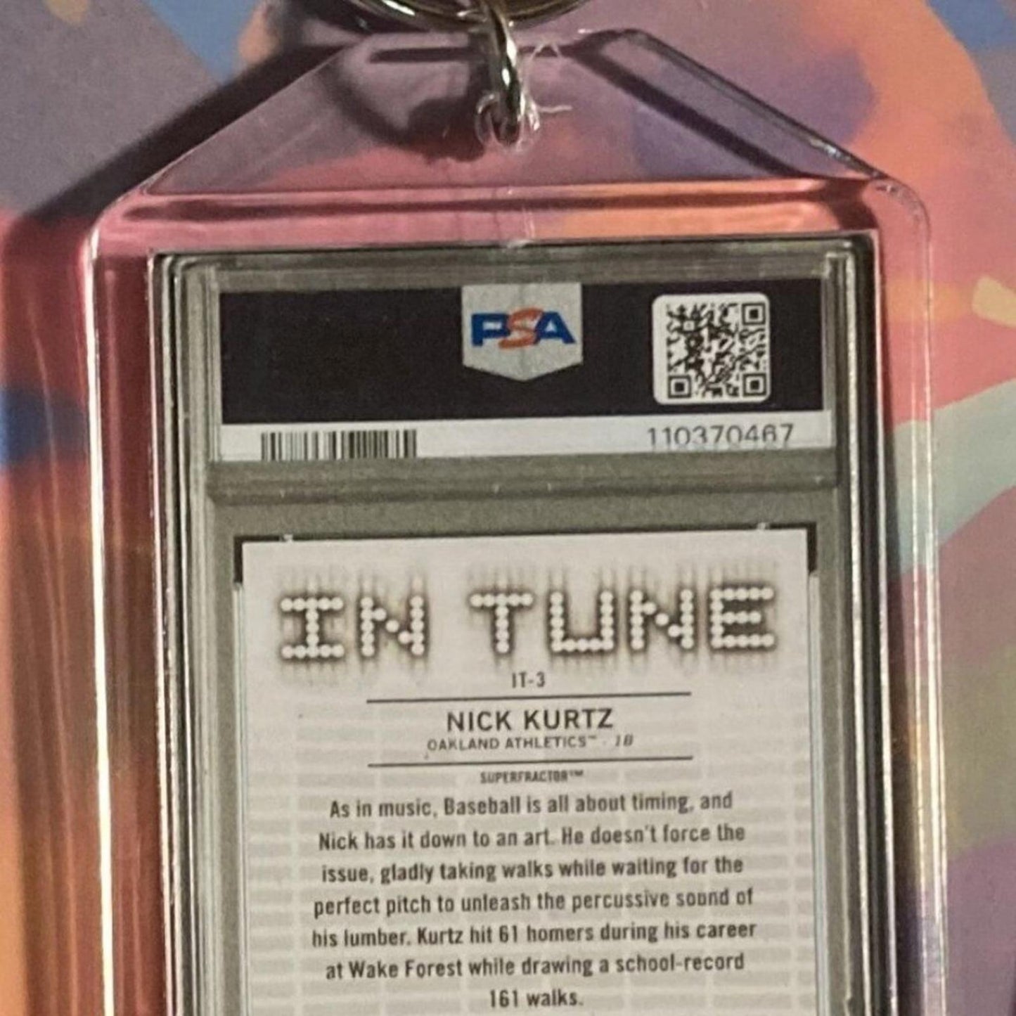 0292	Nick Kurtz 2024 Bowman Draft In Tune SuperFractor Custom Made Keychain