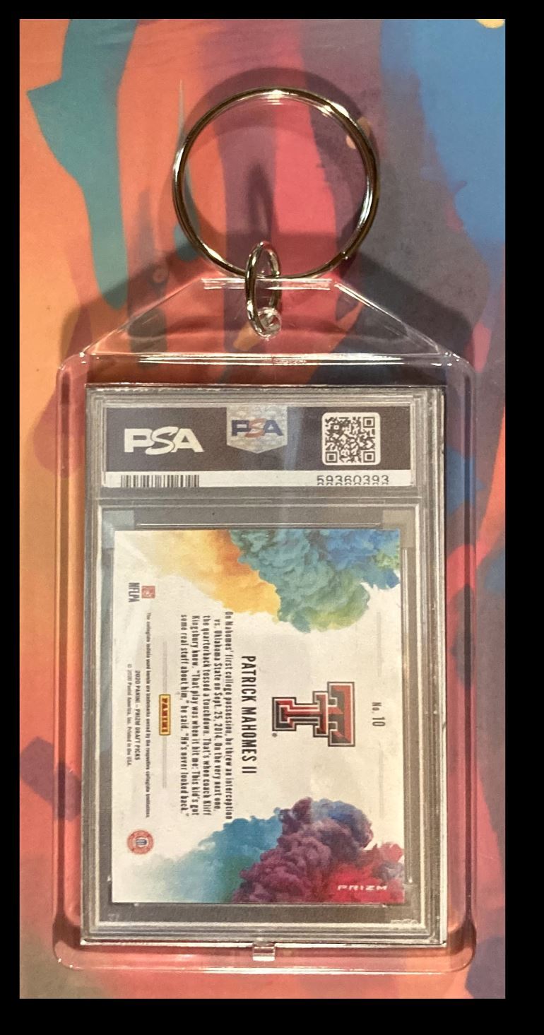 2969 Patrick Mahomes 2020 Panini Prizm Colorblast  Custom Keychain FBL KYC