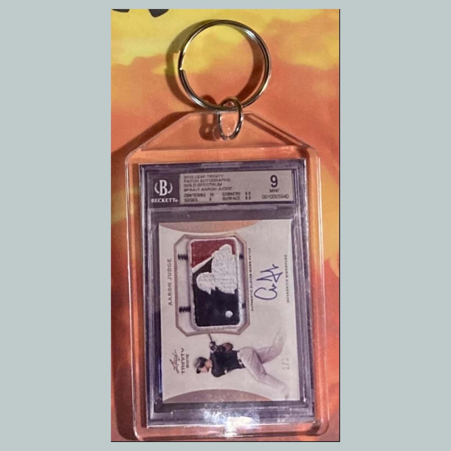 3594 Aaron Judge 2013 Leaf Trinity Logoman Patch Auto Custom Made Keychain BBL KYC