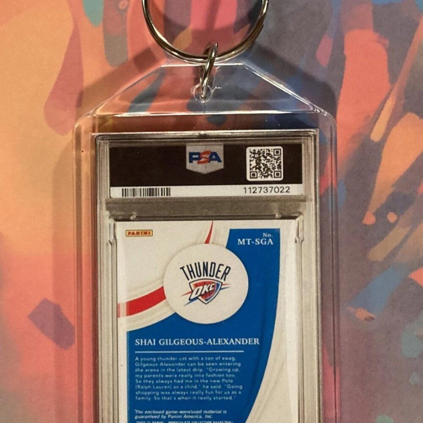 0104	Shai-Gilgeous Alexander 2020 Panini Immaculate Patch Auto Novelty Keychain