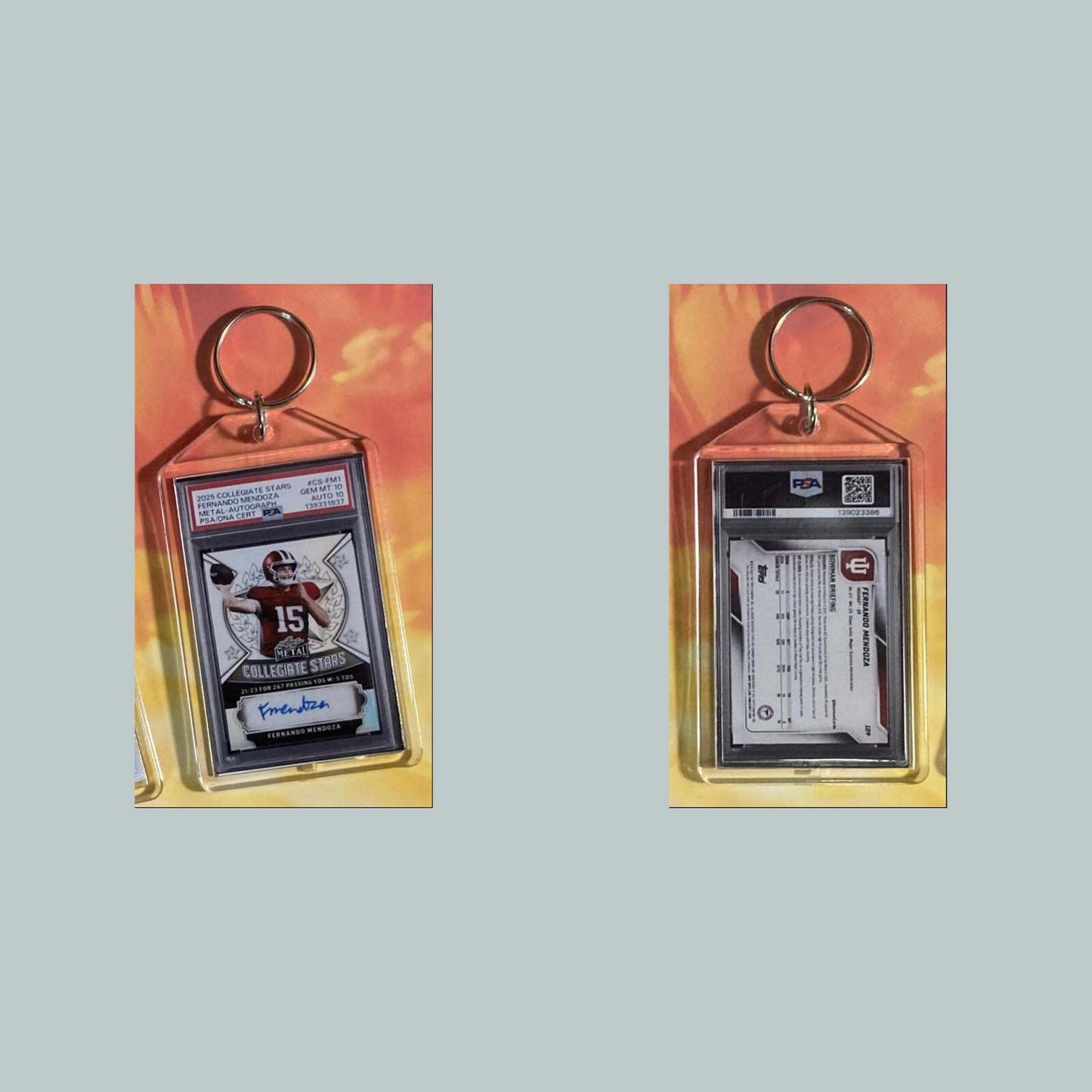 3729 Fernando Mendoza 2025 Leaf Collegiate Stars Auto Custom Hand Made Keychain FBL