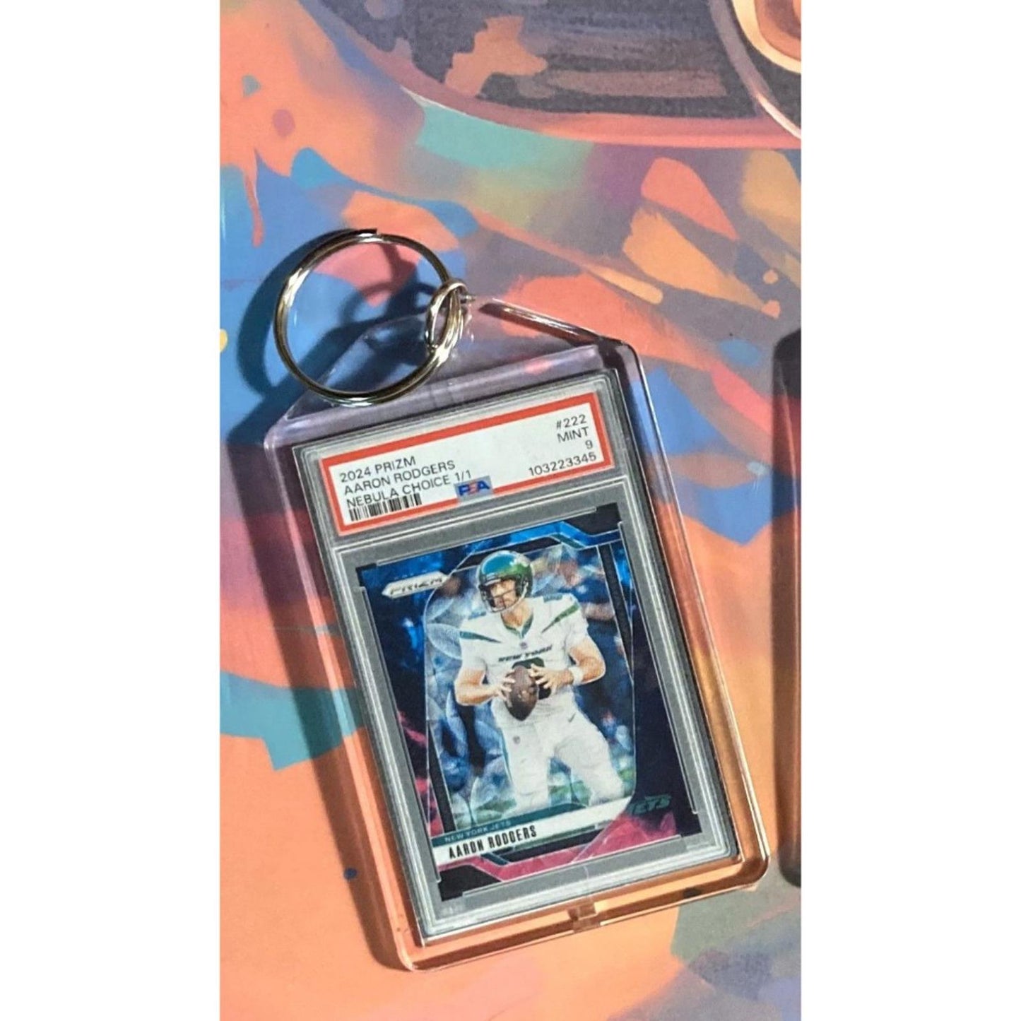 0298 Aaron Rodgers 2024 Panini Prizm Nebula Choice Custom Made Novelty Keychain