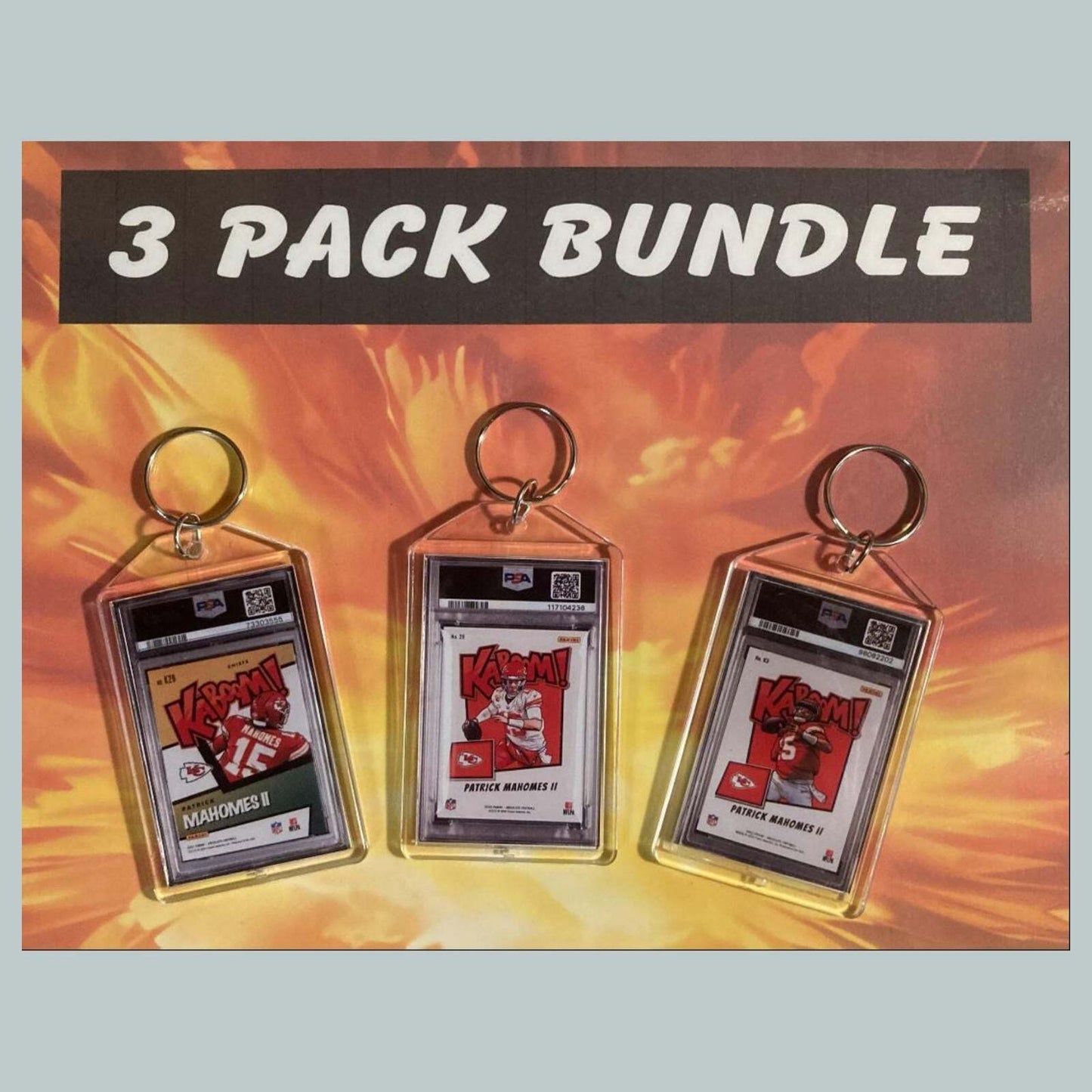 3622B Patrick Mahomes 3 Pack Bundle-Custom Hand Made Keychains FBL