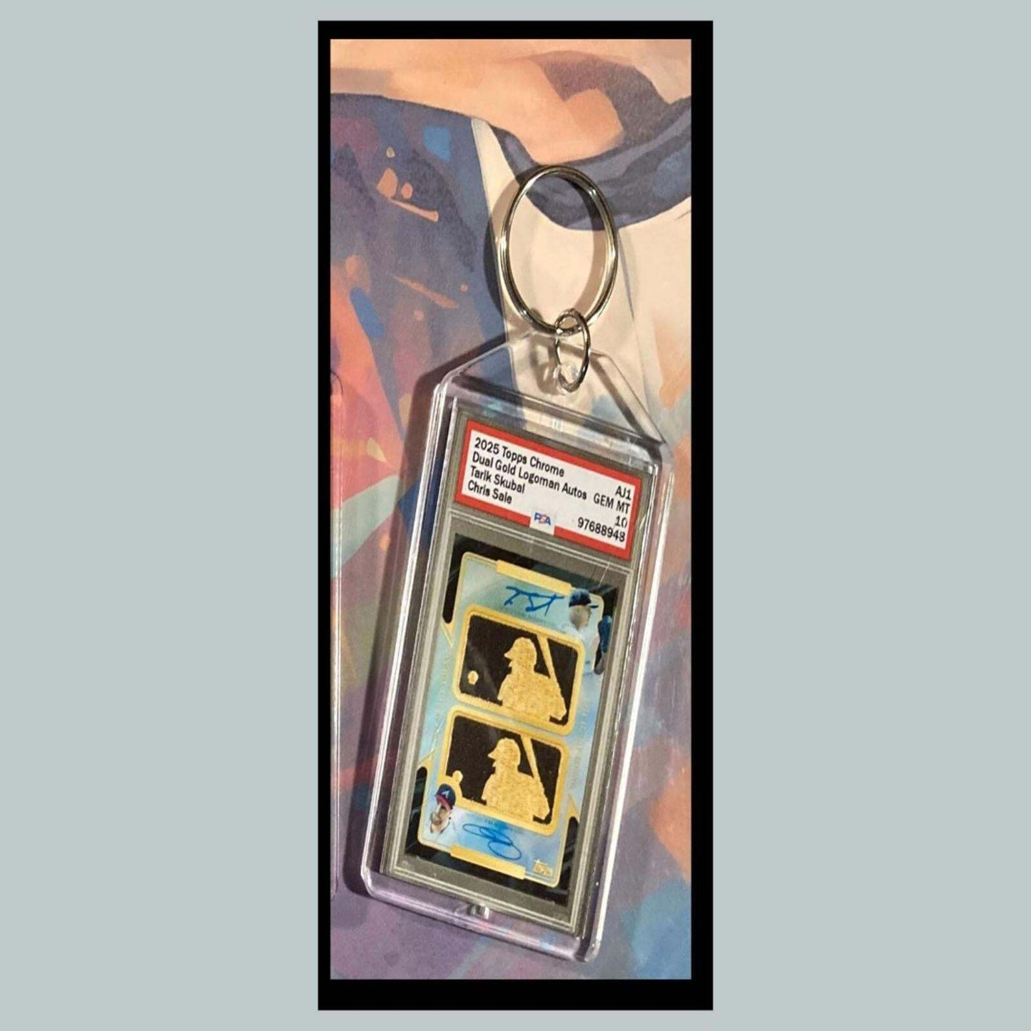 3391 Chris Sale/Tarik Skubal 2025 Logoman Chrome Gold Dual Auto Novelty Keychain BBL KYC