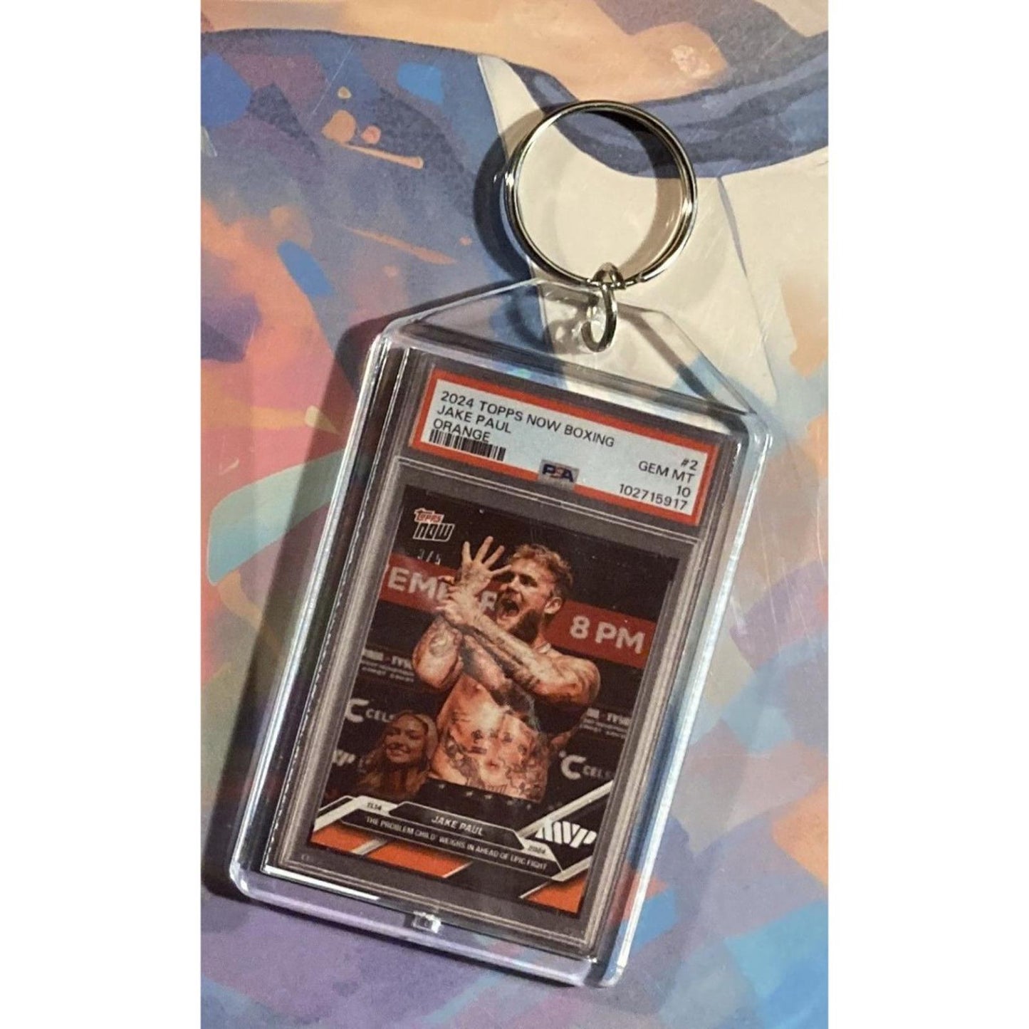 0144 Jake Paul 2024 Topps Now Boxing Orange Custom Made Novelty Keychain