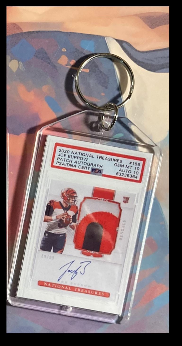 3081 Joe Burrow 2020 Panini Nat Trea Rookie Patch Auto Custom Keychain - Gift FBL