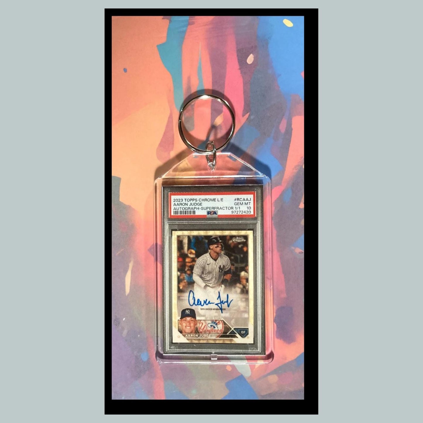 0084 Aaron Judge 2023 Topps Chrome LE SuperFractor Auto Custom Novelty Keychain