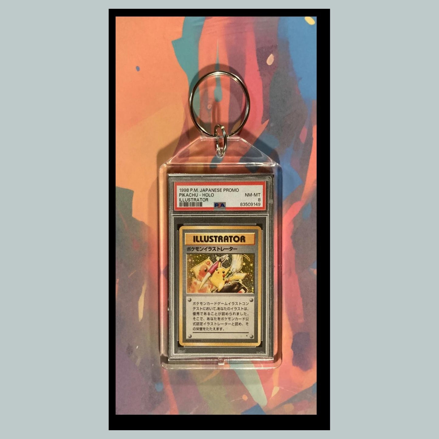 0087 1998 Pokemon Pikachu Illustrator Japanese Promo Holo Novelty Keychain