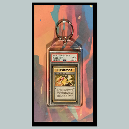 0087 1998 Pokemon Pikachu Illustrator Japanese Promo Holo Novelty Keychain