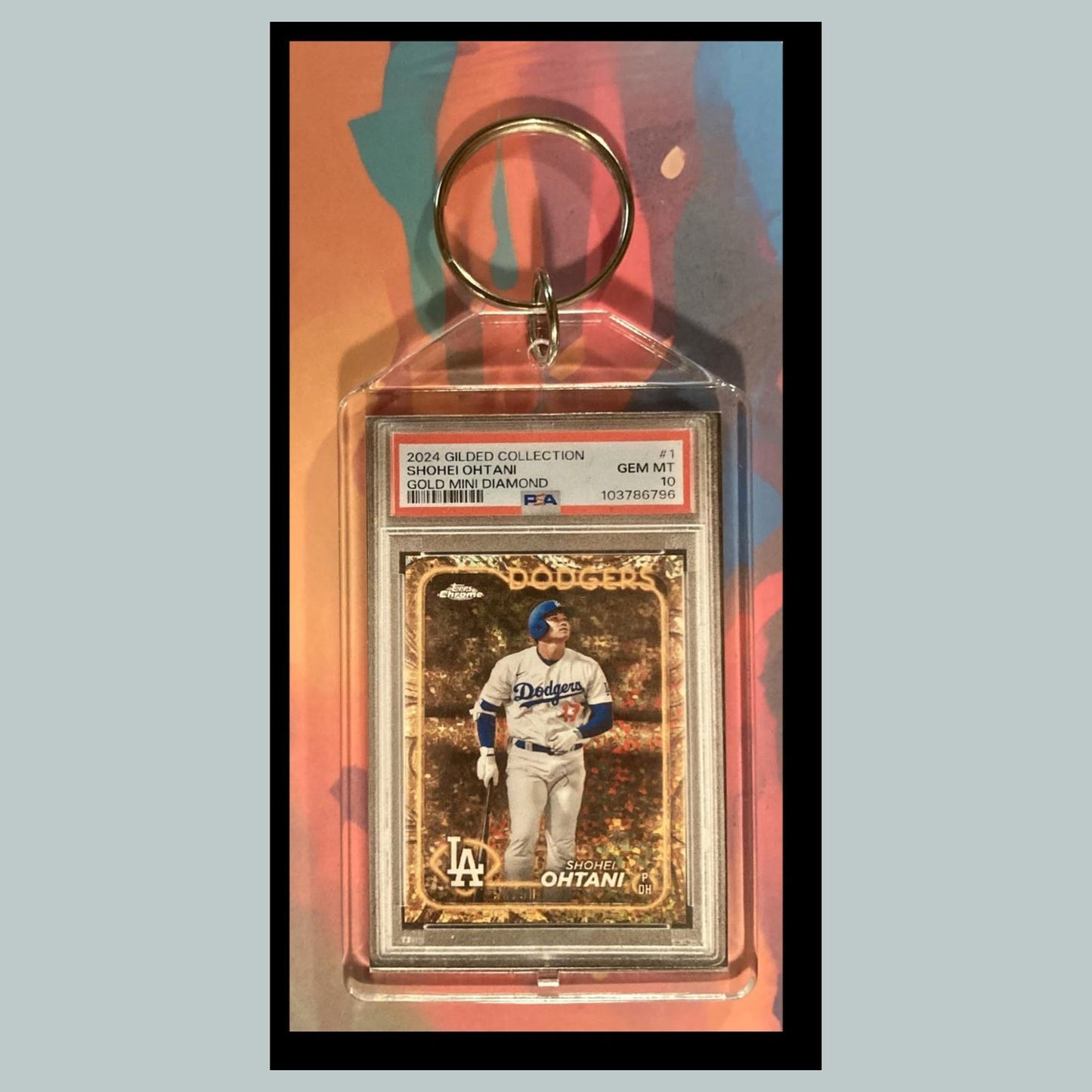 0022 Shohei Ohtani 2024 Topps Gilded Gold Mini Diamond Custom Novelty Keychain