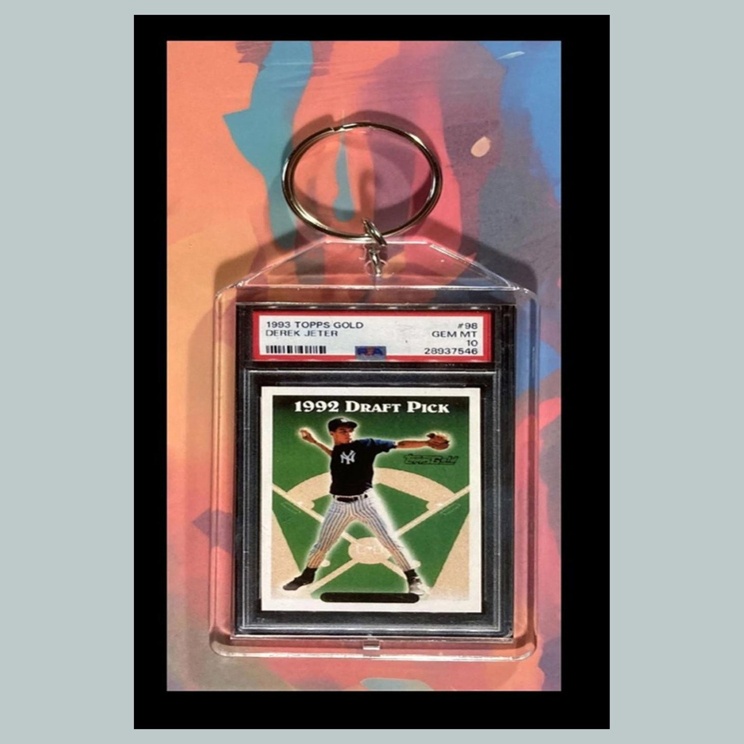 0025 Derek Jeter 1993 Topps Gold Rookie Custom Novelty Keychain - A Great Gift