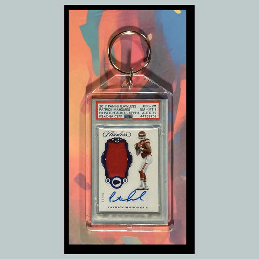 0026 Patrick Mahomes 2017 Panini Flawless Patch Auto Custom Novelty Keychain