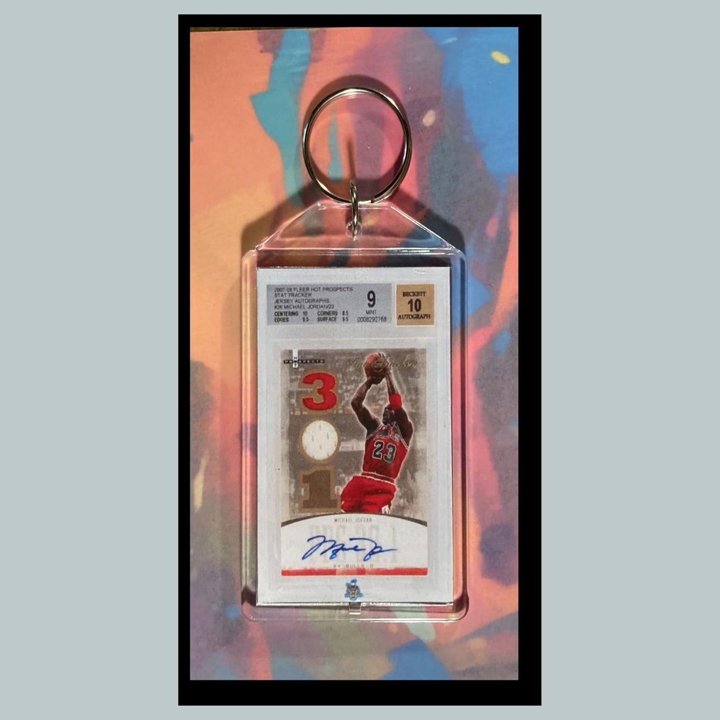 0042 Michael Jordan 2007 Fleer Stat Tracker Patch Auto Custom Novelty Keychain