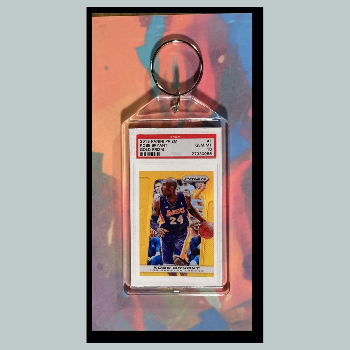 0047 Kobe Bryant 2013 Panini Prizm Gold Custom Made Novelty Keychain-Great Gift