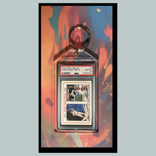 0063 Aaron Judge 2023 Topps Heritage Tribute Custom Hand Made Novelty Keychain