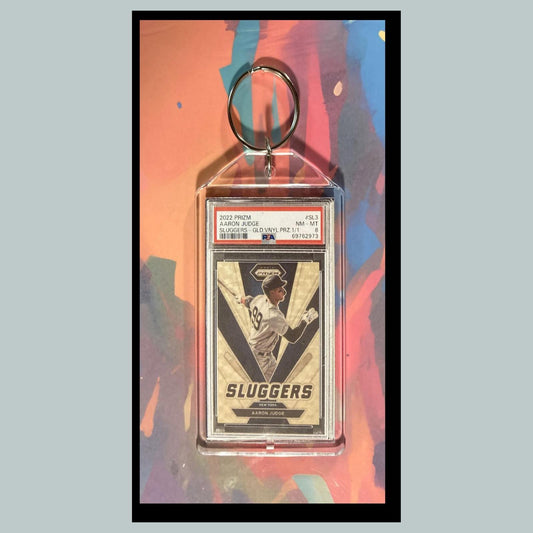 0095 Aaron Judge 2022 Panini Prizm Gold Sluggers SuperFractor  Novelty Keychain